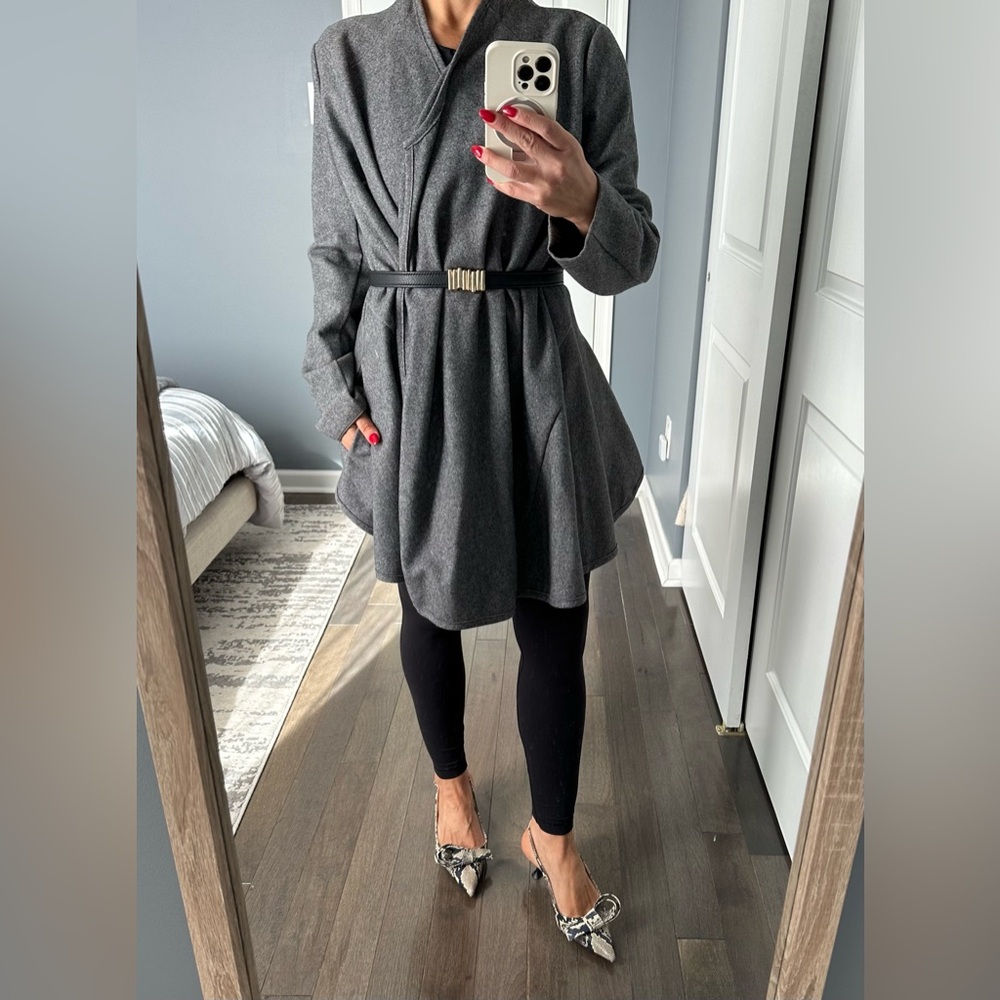 By Malene Birger Gray Wool Wrap Jacket Size 40